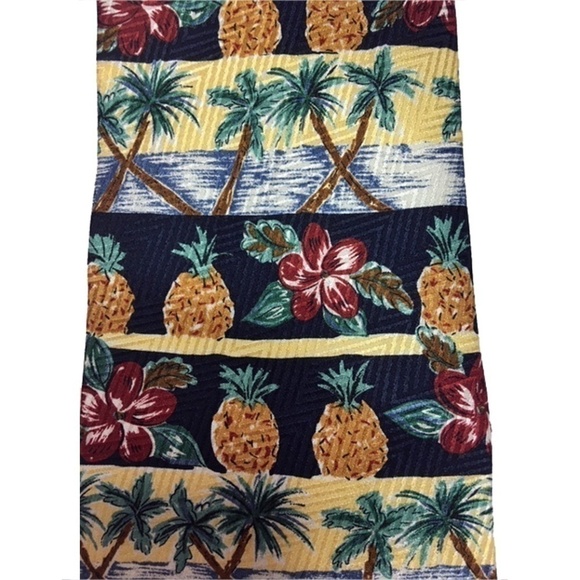REYN Spooner Pine-Palm-Biscus Tiki 100% Silk Necktie USA Unworn Vintage - Picture 2 of 8